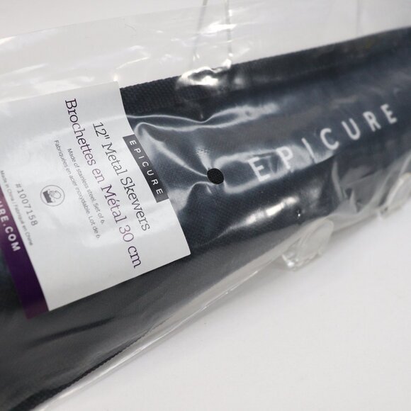 Epicure 15" Metal Grilling Skewers Set of 6 Stainless Steel with Sleeve New - Picture 10 of 15